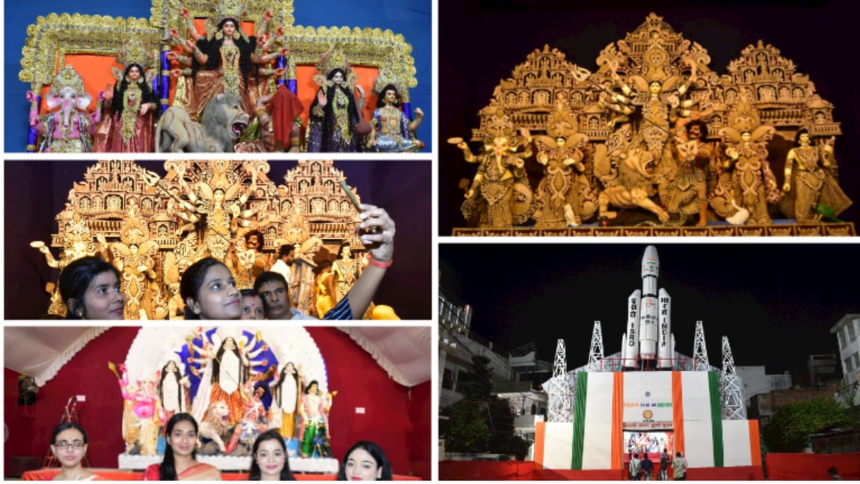 Durga Puja 2023: Mahishasura Mardini, seated in the pandals, was consecrated as per rituals.