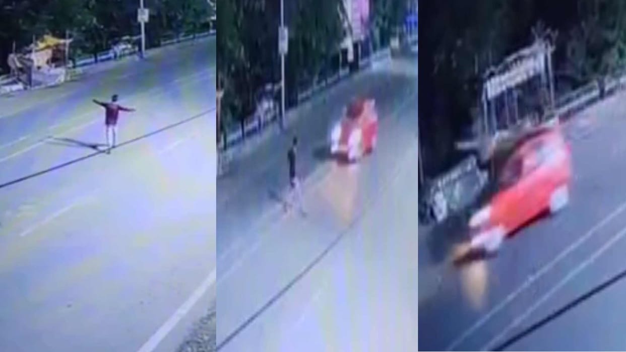 Dehradun Rishikesh highway Accident on Haridwar Road boy was swinging on highway hit by car death Video Viral
