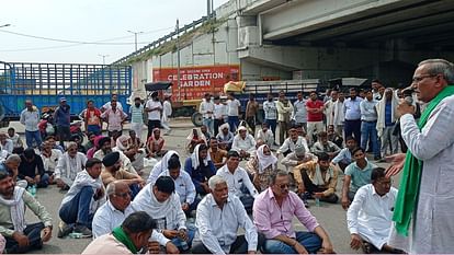 Karnal: Farmers and commission agents angry over purchase stoppage, created traffic jam