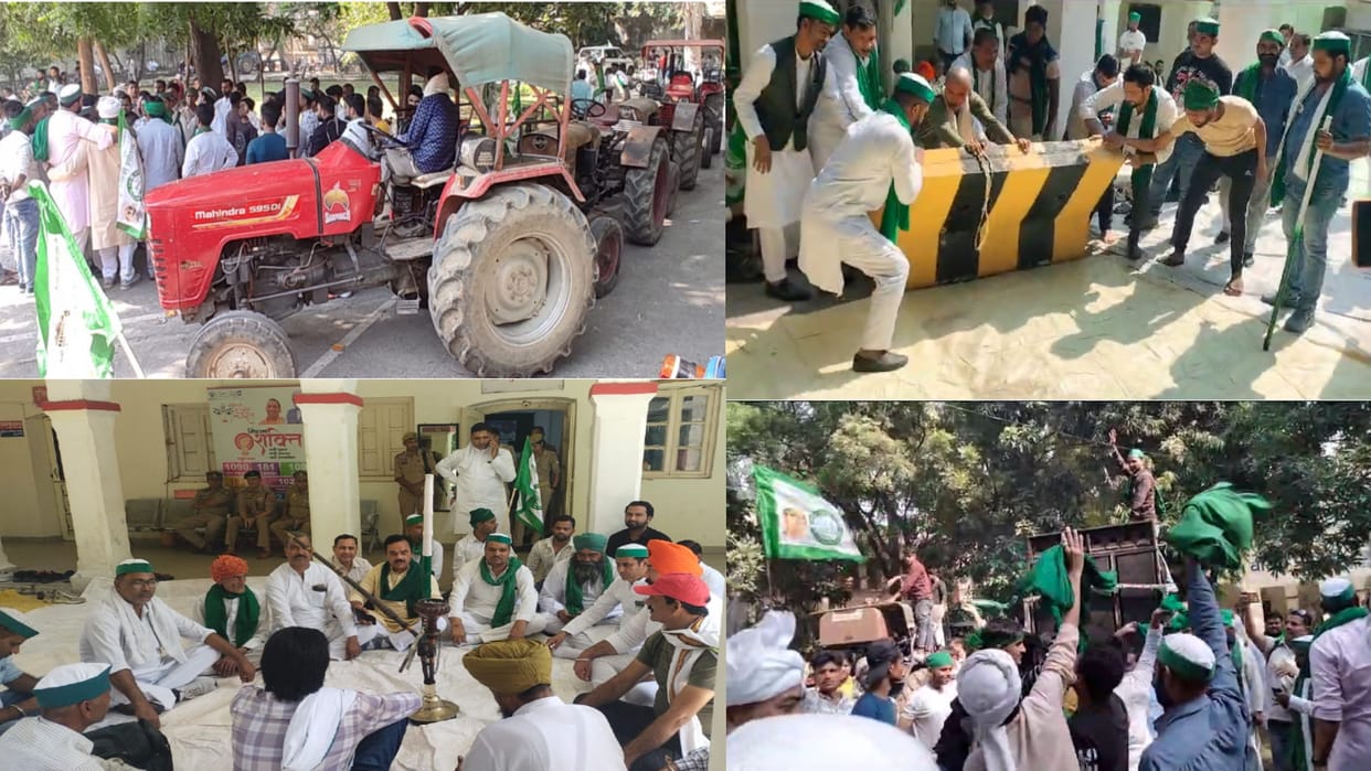 BKU protest for sugarcane payment in Muzaffarnagar and farmers challenged officials