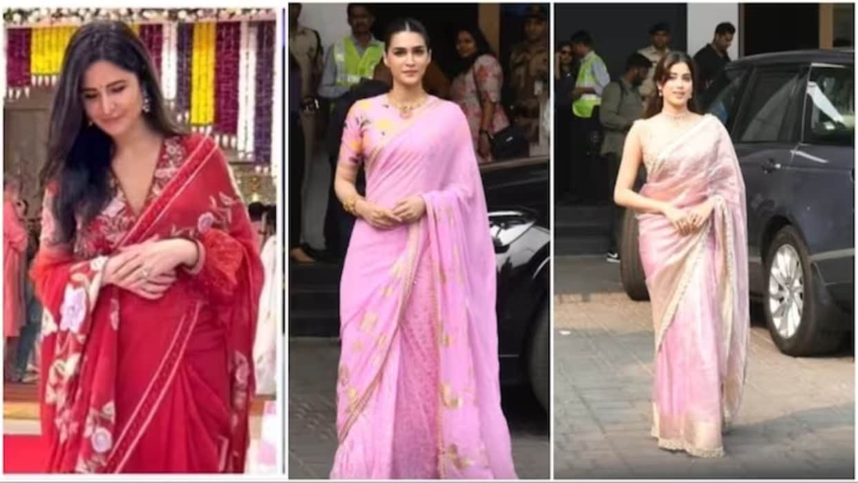 katrina kaif Janhvi Kapoor Kriti Sanon and others stars attend Kalyanaraman family Navratri Puja See Photos