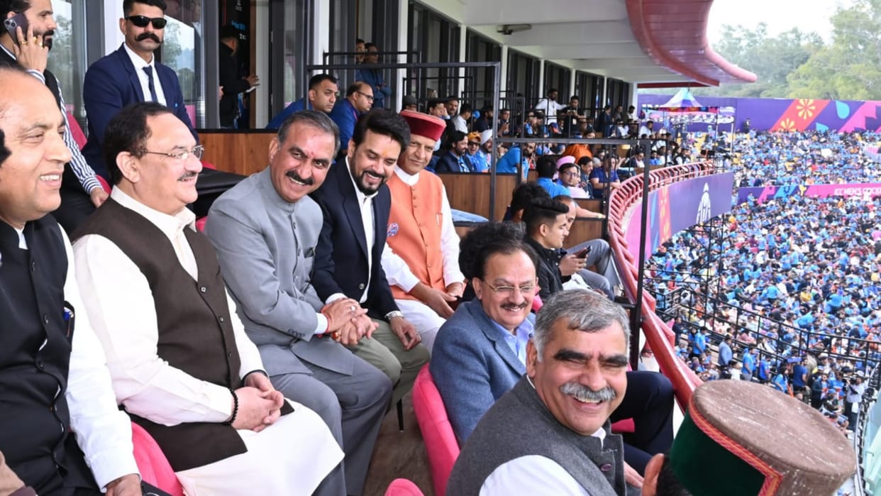 IND vs NZ in Dharamshala: CM Sukhvinder singh sukhu JP Nadda Jairam Thakur Watch cricket match in Dharamshala