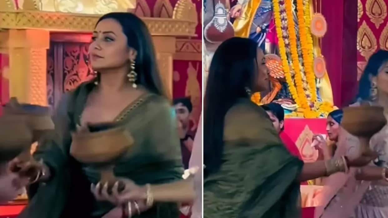 Hichki Fane Rani Mukerji Gracefully Performs Dhunuchi Dance In Durga Pooja Pandal Video Goes Viral