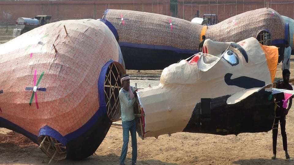 65 feet tall effigies of Ravana and 55 feet tall effigies of Kumbhakarna-Meghnad will burn in flames
