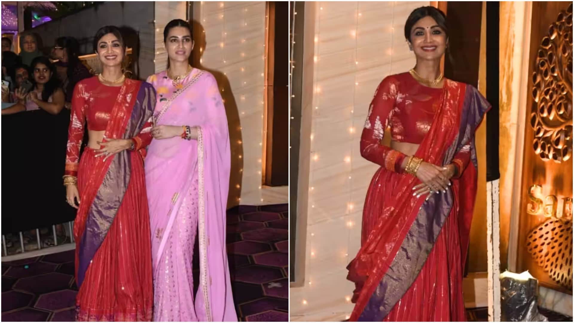 katrina kaif Janhvi Kapoor Kriti Sanon and others stars attend Kalyanaraman family Navratri Puja See Photos