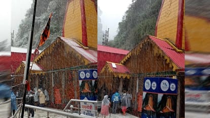 Snowfall in Yamunotri Dham hailstorm rain Uttarakhand Weather Update