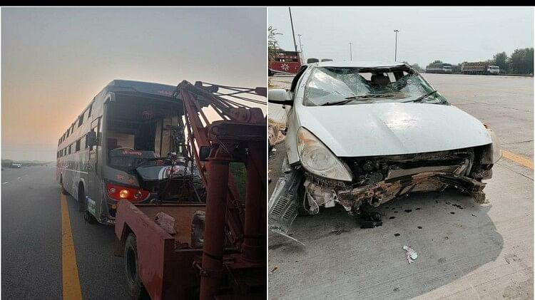 Accidents On Agra Lucknow Expressway Car Overturned At Night And Bus During The Day Dozens Of