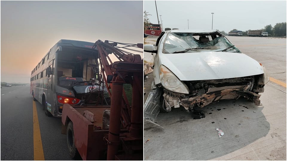 accidents on Agra-Lucknow Expressway car overturned at night and bus during the day Dozens of people injured