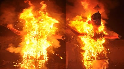 Dussehra 2023: Effigies of Ravana, Kumbhkaran and Meghnath burnt in Amroha, chants of Jai Shri Ram echoed