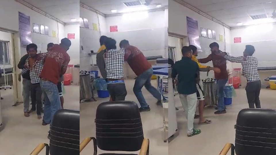 Rishikesh News Two groups of youth fight in Hospital emergency ward Video Viral