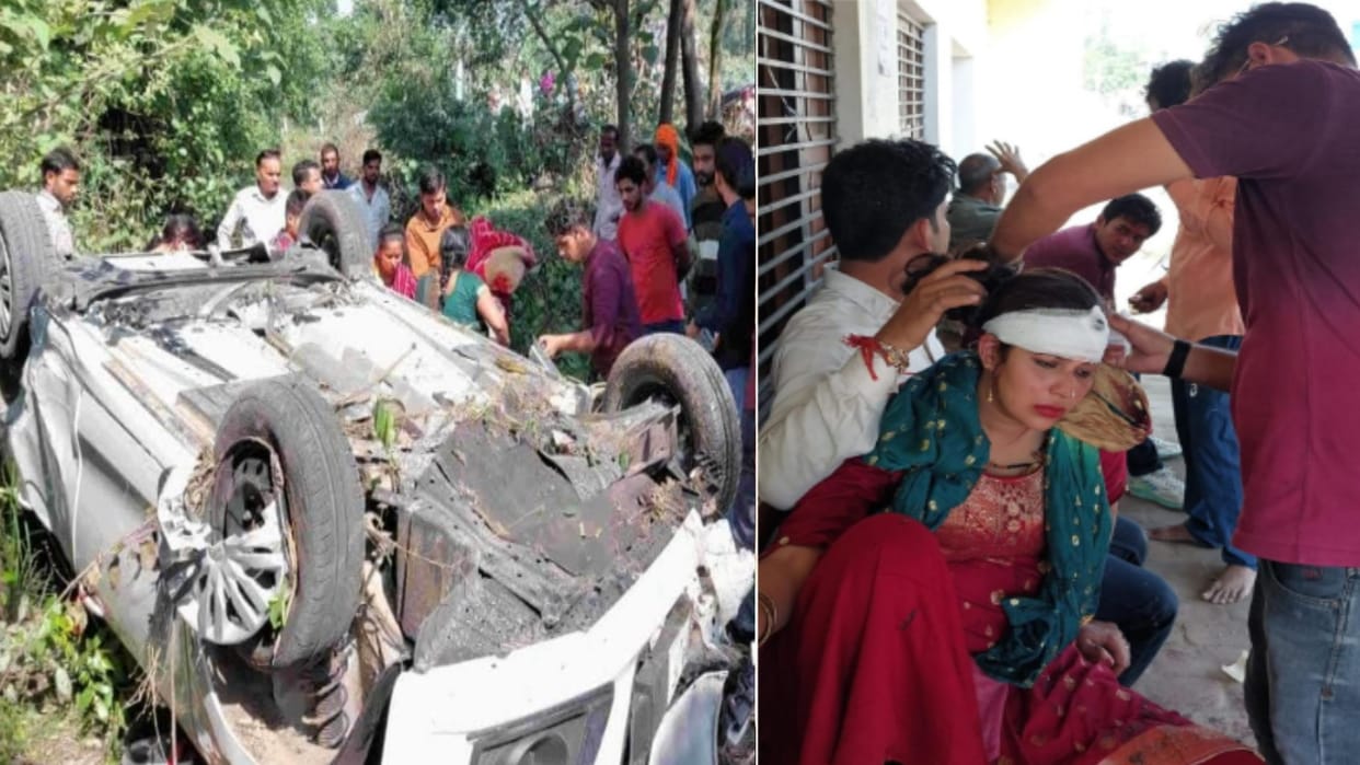 Saharanpur: Scorpio overturns in roadside ditch after driver loses control, eight injured