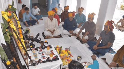 Weapon worship took place in the police line on Vijayadashami festival.