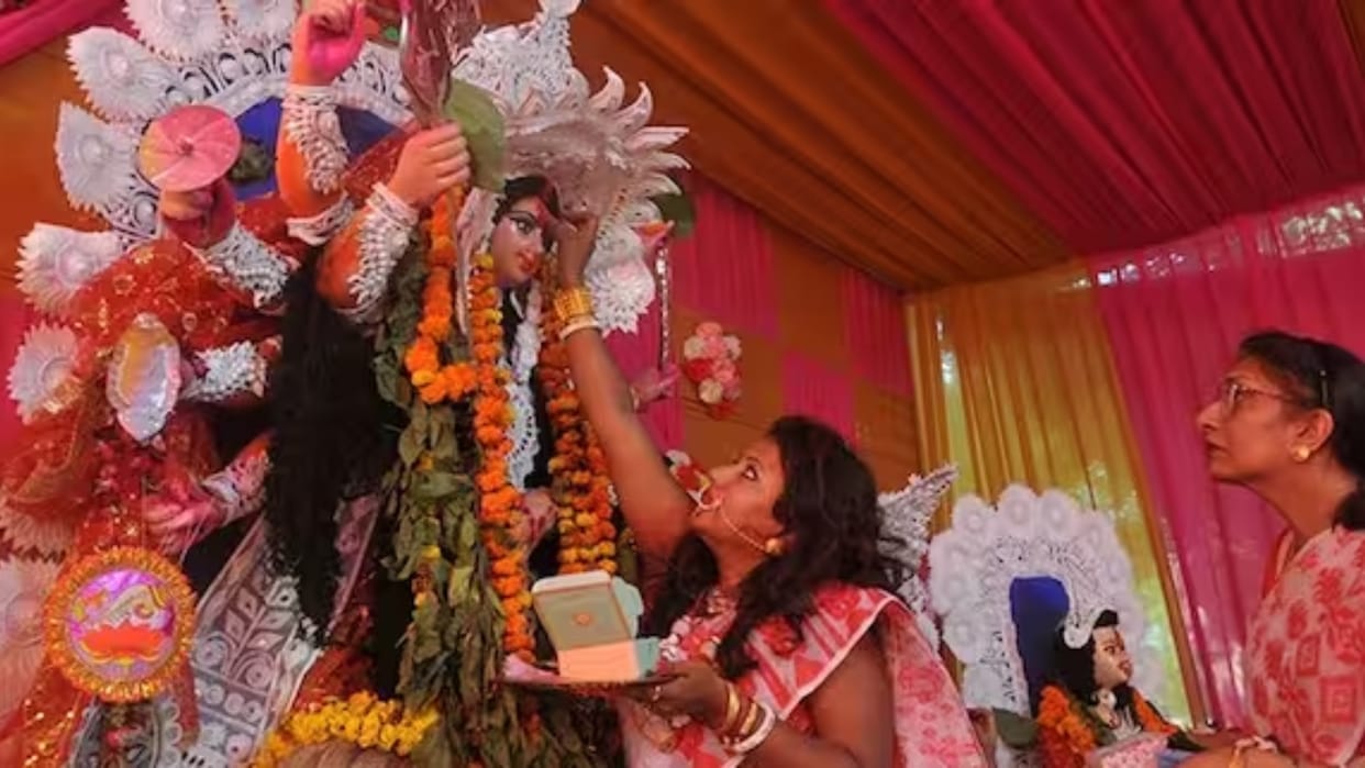 Durga Puja sindur khela dhunuchi dance lordess durga vijaydashmi