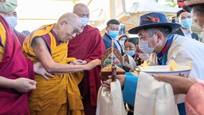 Prayer organized in Buddhist temple for the long life of Tibetan religious leader Dalai Lama