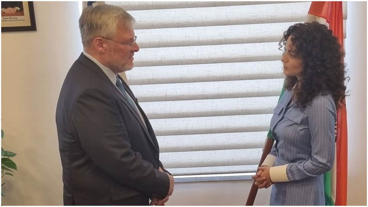 Tejas Star Kangana Ranaut met Israel Ambassador to India Naor Gilon at the Israeli Embassy in Delhi
