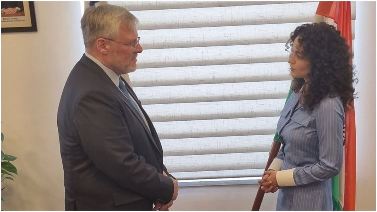 Tejas Star Kangana Ranaut met Israel Ambassador to India Naor Gilon at the Israeli Embassy in Delhi