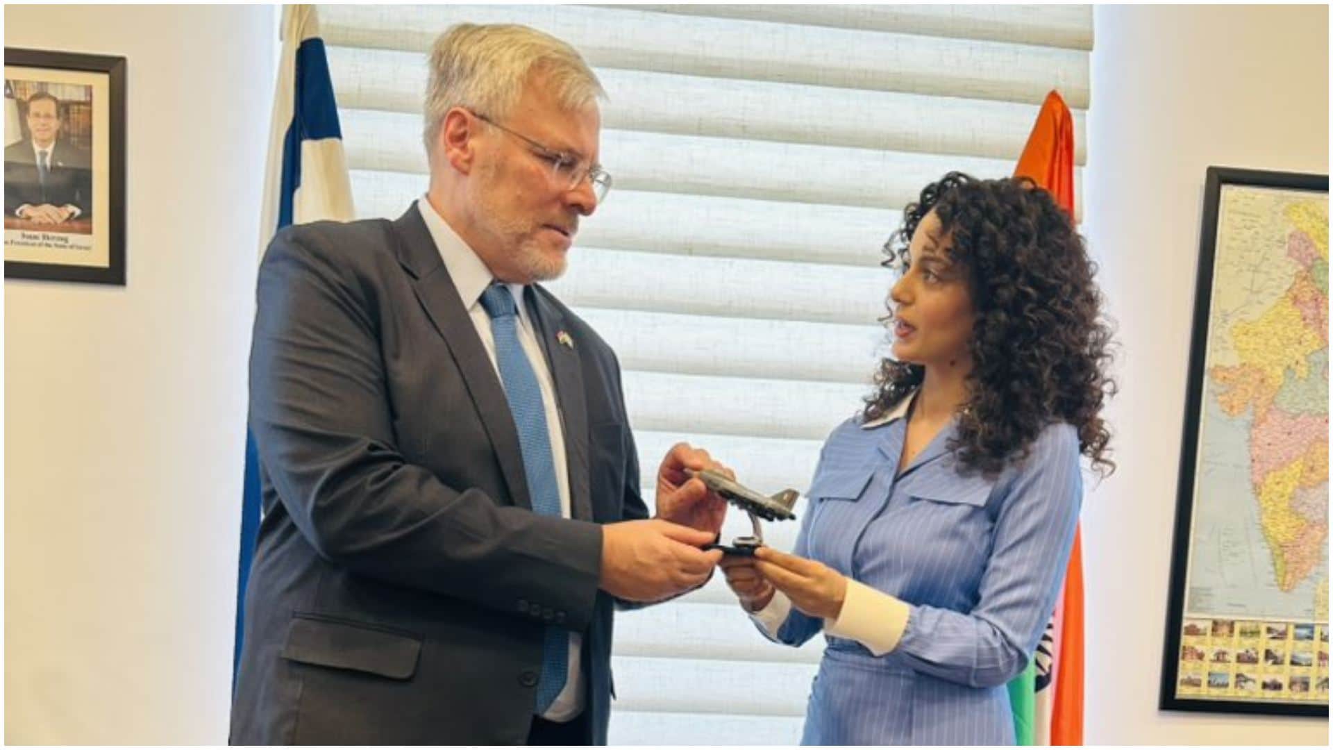 Tejas Star Kangana Ranaut met Israel Ambassador to India Naor Gilon at the Israeli Embassy in Delhi