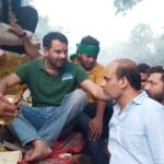 मूर्ति विसर्जन कार्यक्रम में शामिल हुए मंत्री तेज प्रताप यादव।