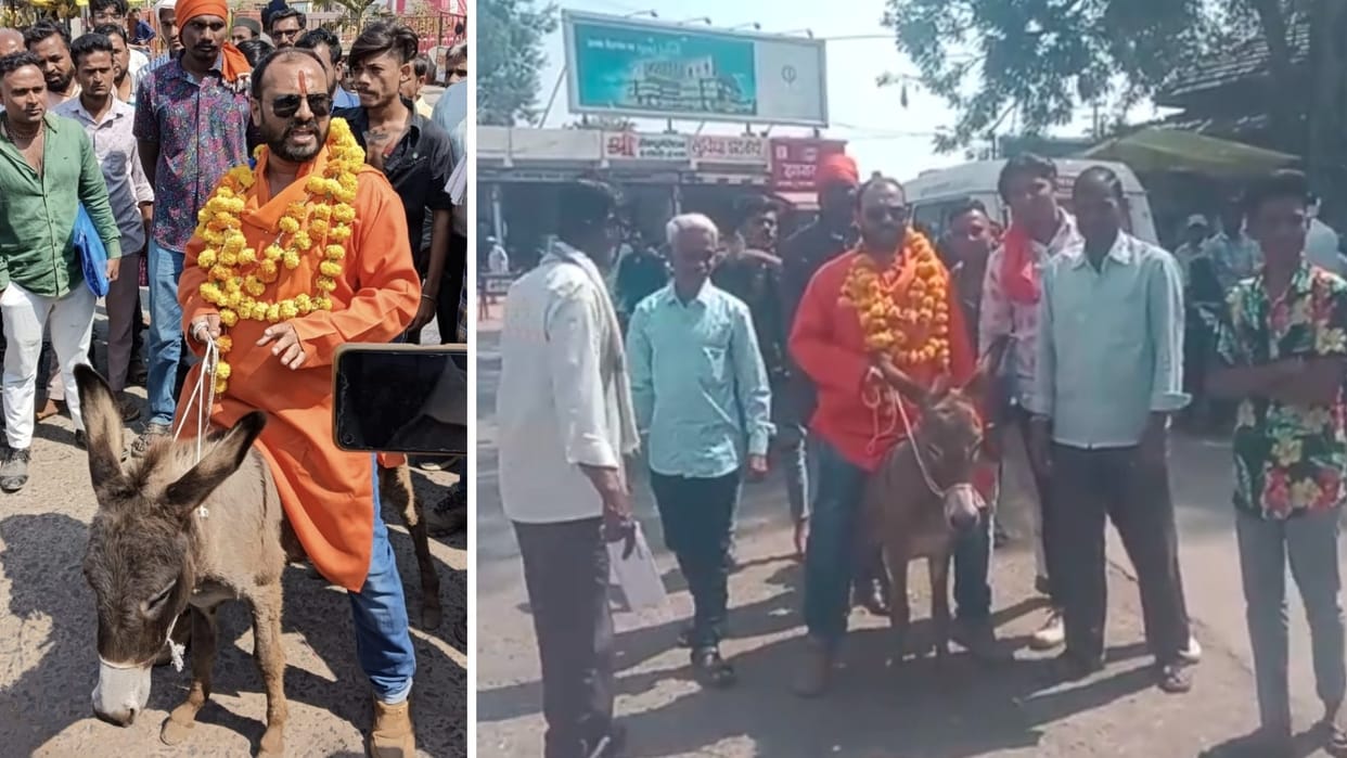 MP Election: BJP's rebel candidate arrived to submit nomination sitting on a donkey