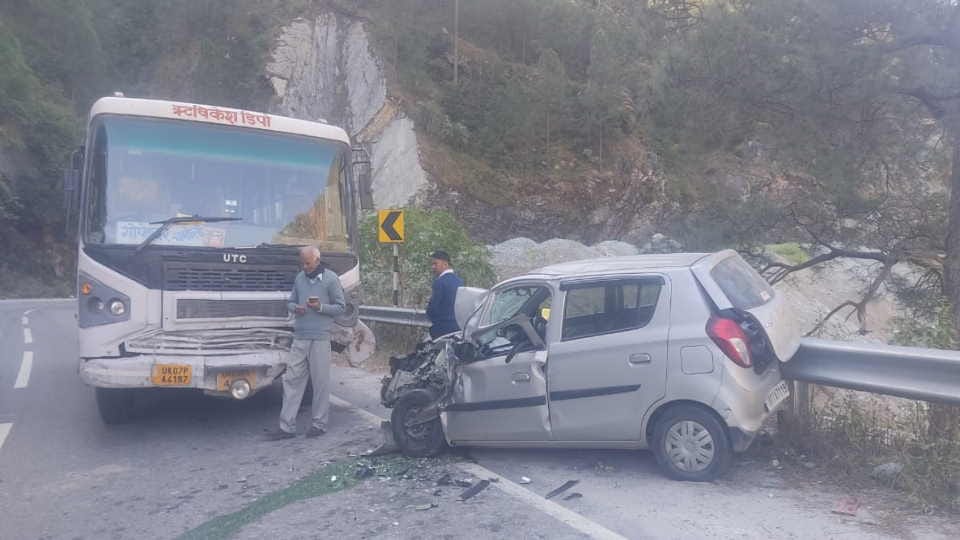 Badrinath Highway Accident News roadways bus and car collision between mother and son badly injured