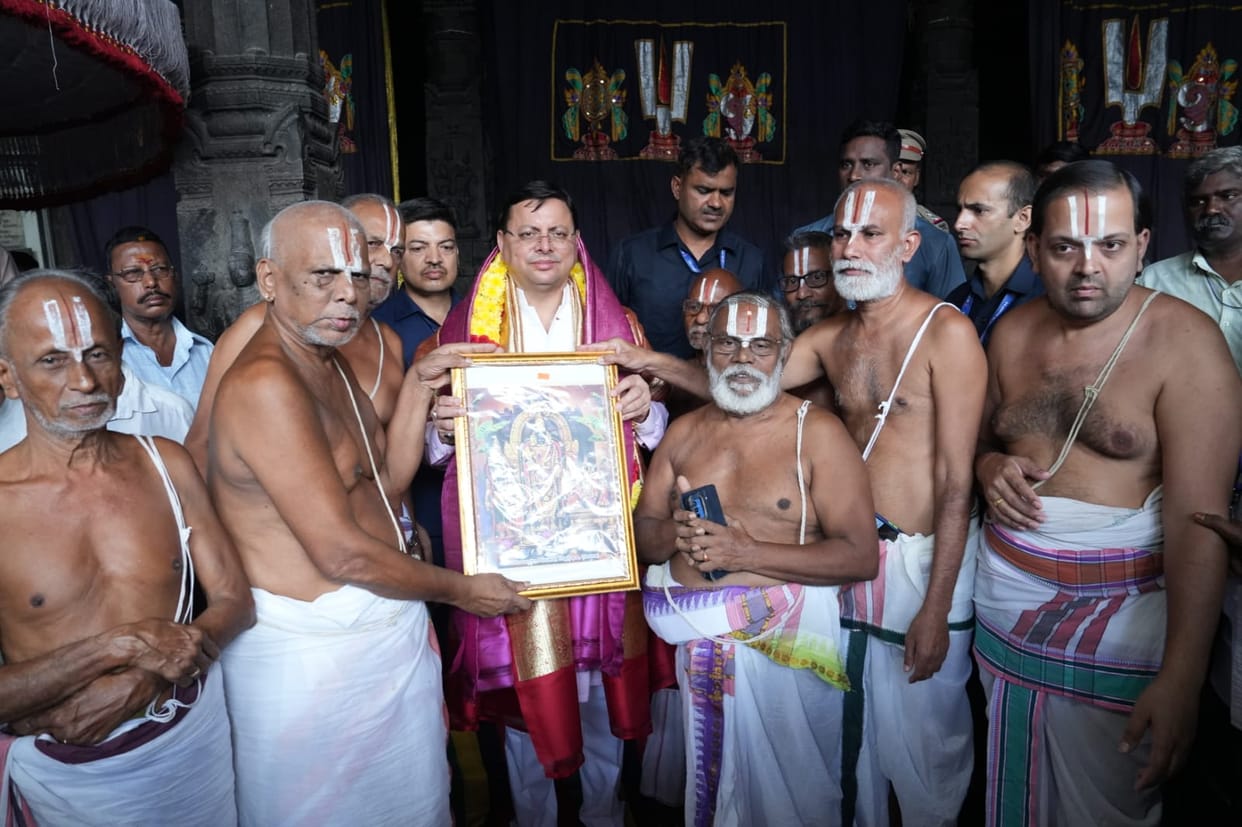 CM Dhami reached Chennai  worshiped at Parthasarathy temple global investors summit Uttarakhand news in hindi
