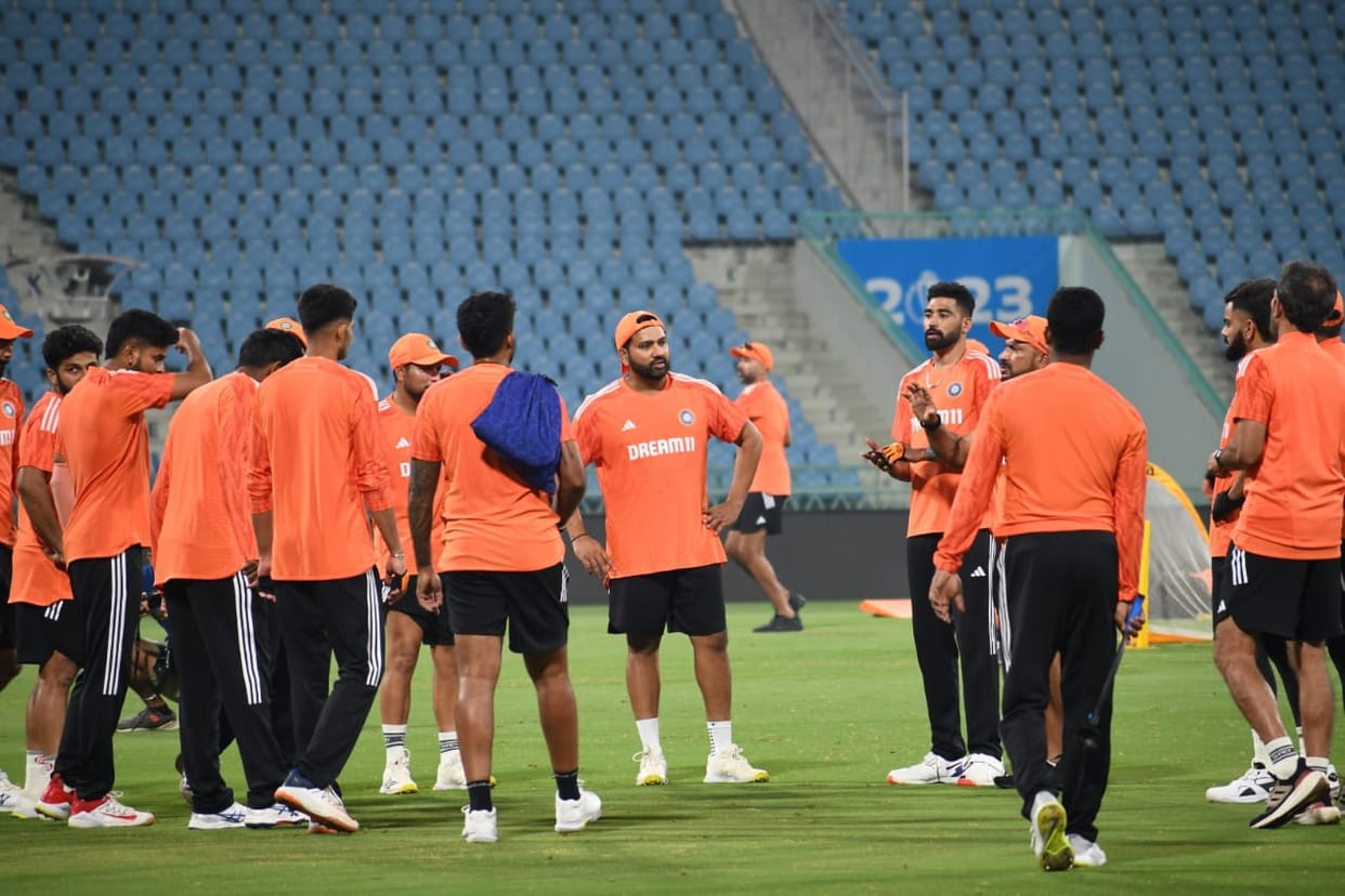 World Cup 2023: Team India players practicing on the Vijay Rath at Ekana Stadium