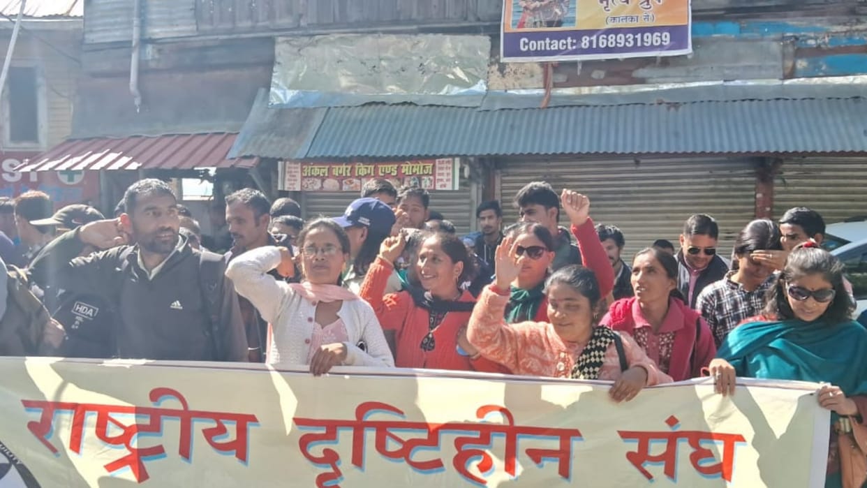 Shimla News: Visually impaired stage protest outside Himachal Pradesh Secretariat