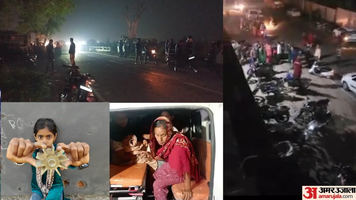 Left wedding ceremony bride and groom returning from Jammu after getting married marriage procession stopped