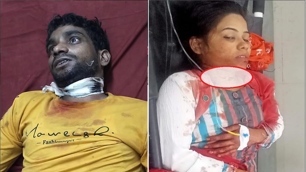 Husband slashes wife's neck with a knife
