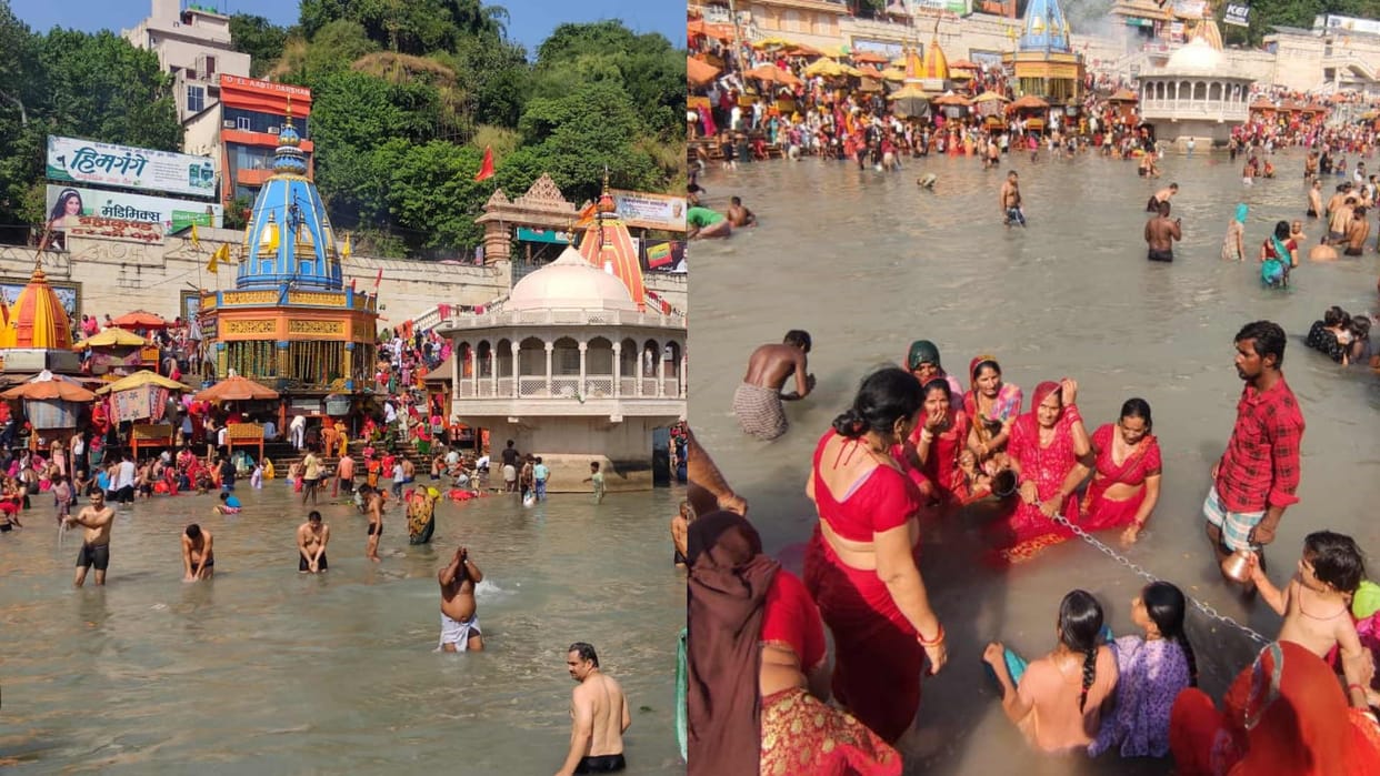 Sharad Purnima 2023 Ashwin month today crowd gathered in Haridwar to take bath in Ganga Watch Photos