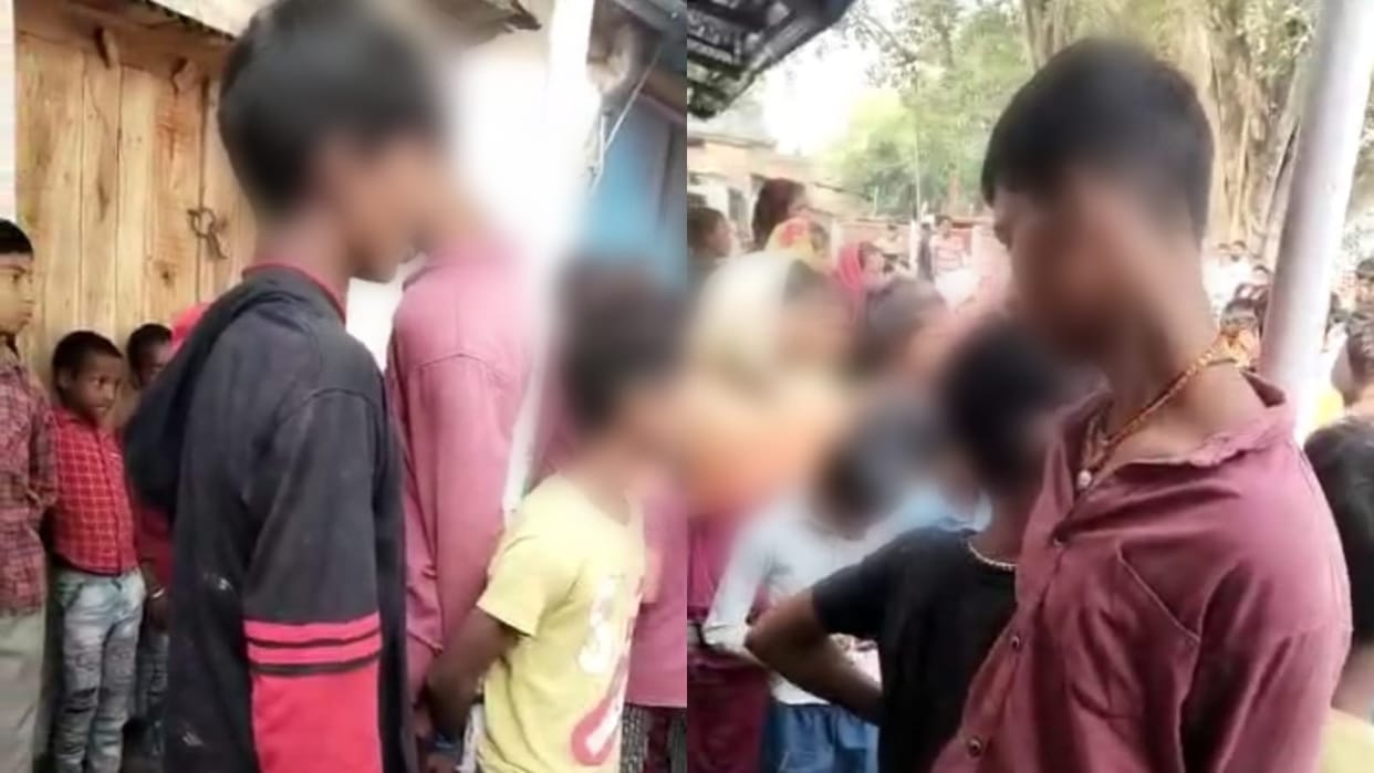 Bihar police : Mob tied four minors to pillar and beat them on the charges of theft in Begusarai, video viral