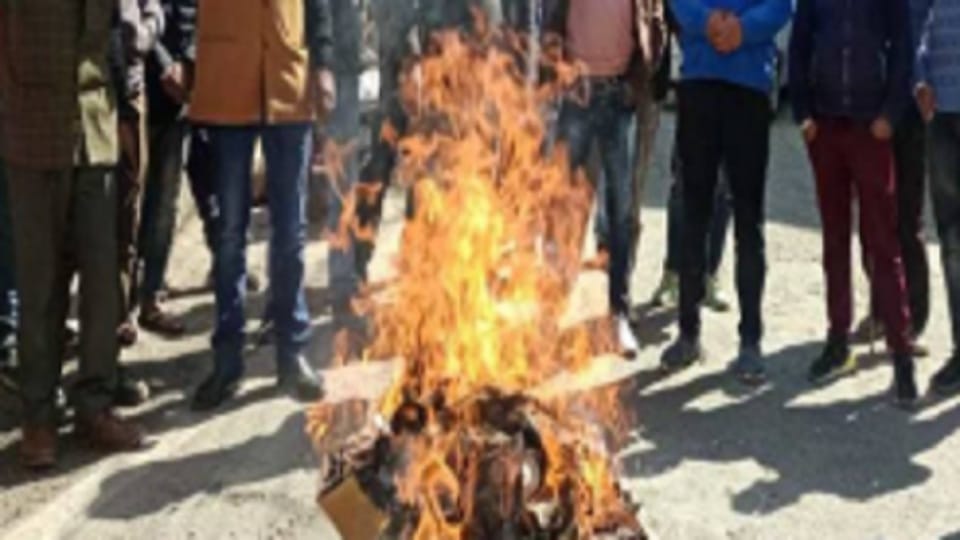 Congress burnt effigy of BJP in bageshwar