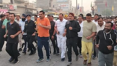 Run for Unity Panchayat Minister Devendra Babli and BJP leader Subhash Barala ran together