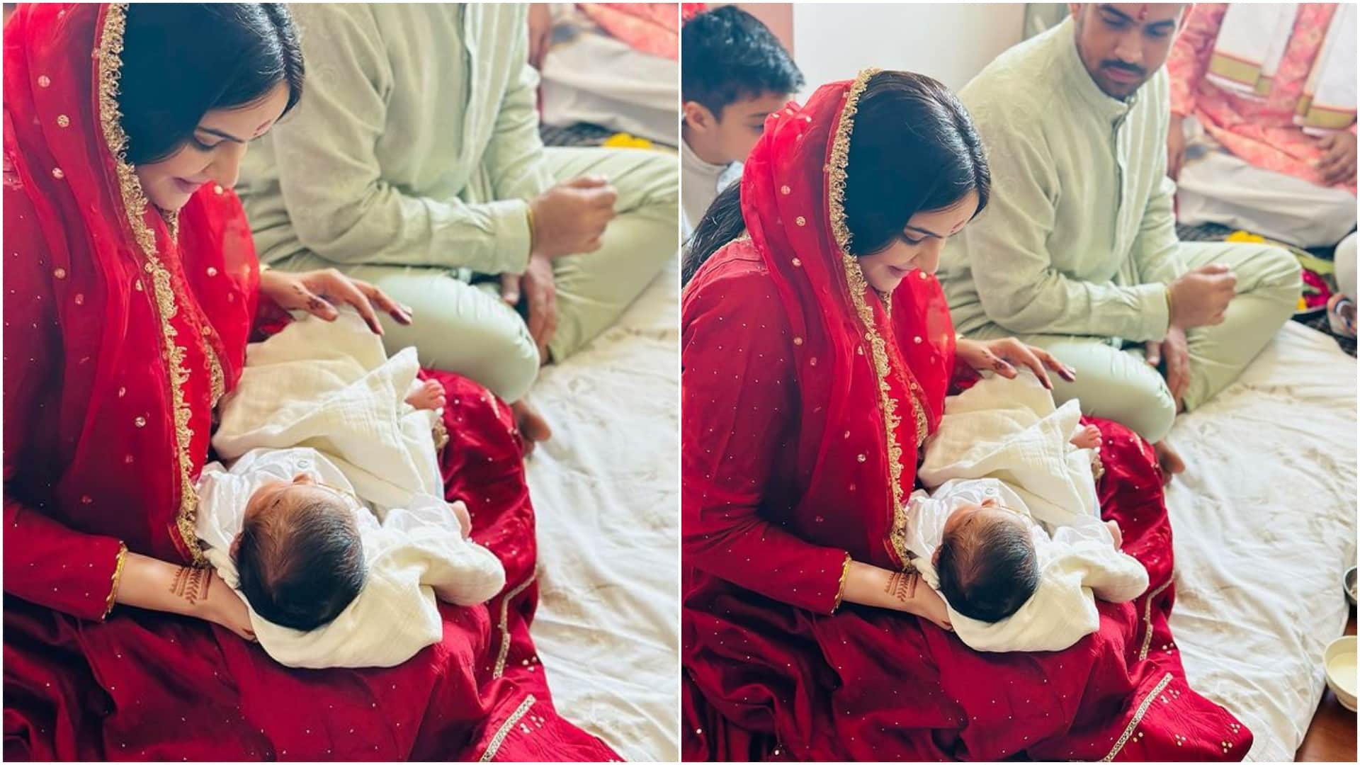 Tejas Actress Kangana Ranaut shares adorable pictures from her nephew Ashwatthama Gantrala ceremony