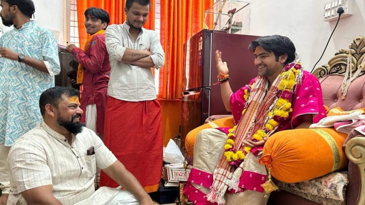 Former Telangana BJP MLA T Raja reached Bageshwar Dham