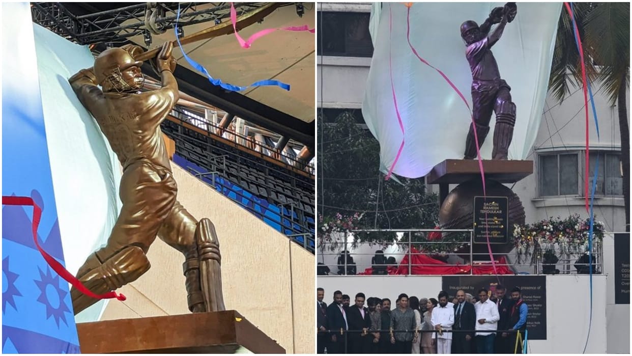 Statue of Cricket legend Sachin Tendulkar unveiled at Wankhede Stadium in Mumbai video watch