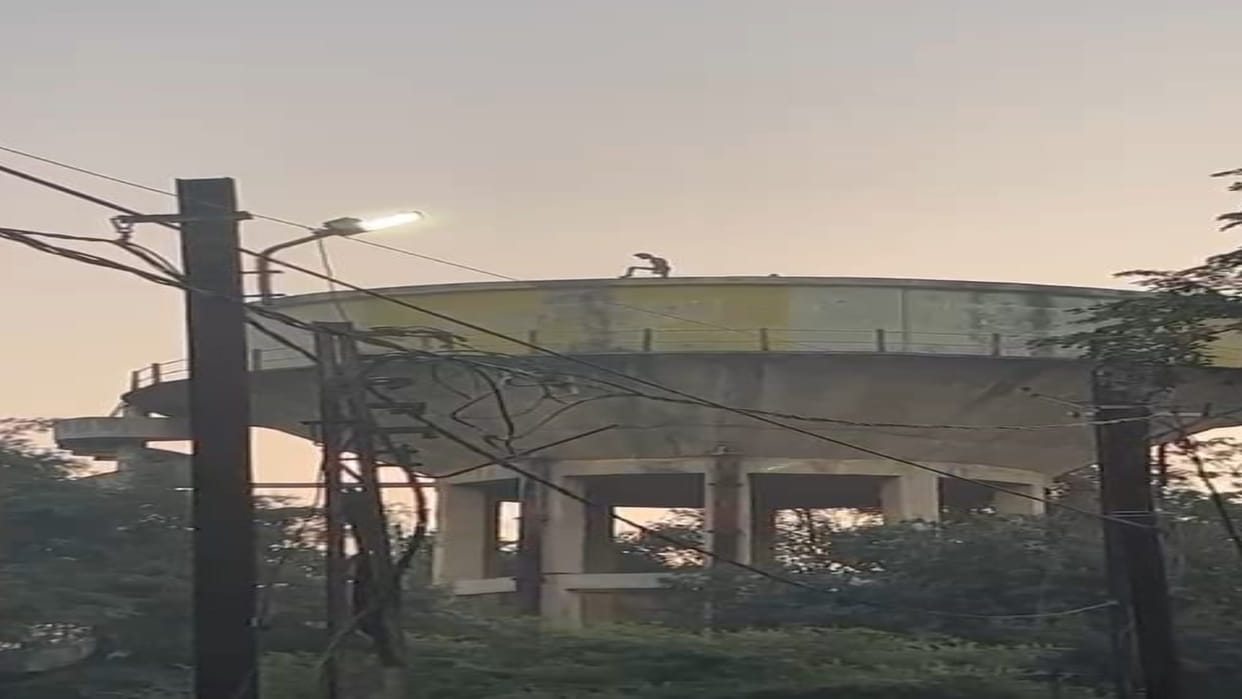 Young man climbs on 80 feet water tank in Ujjain