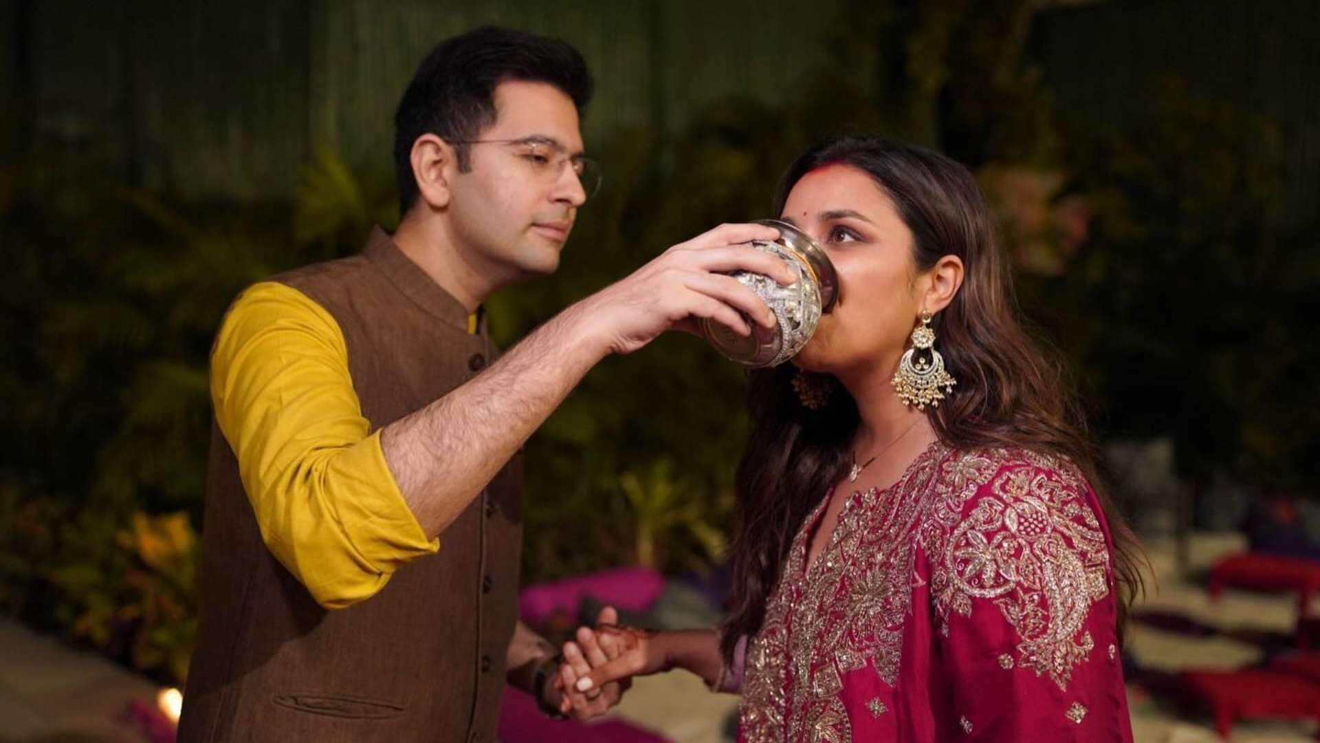 Parineeti Chopra karwa chauth look Parineeti wear red suit worth more than 1 lakh