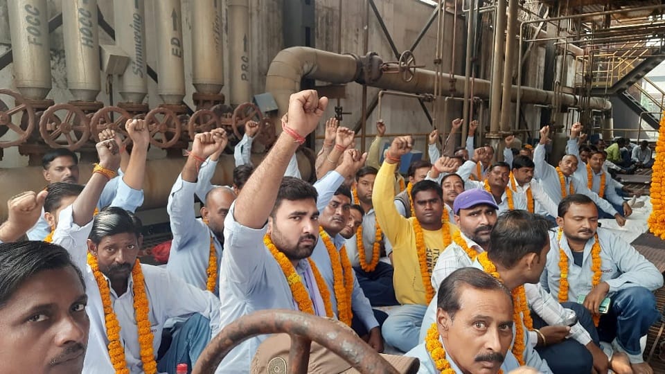 liquor factory workers started hunger strike at the multi-storey plant fired from the job