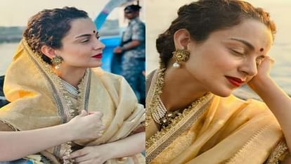 Tejas Actress Kangana Ranaut Visits Lord Krishna Nagri Dwarkadhish shared some Photos with Fans