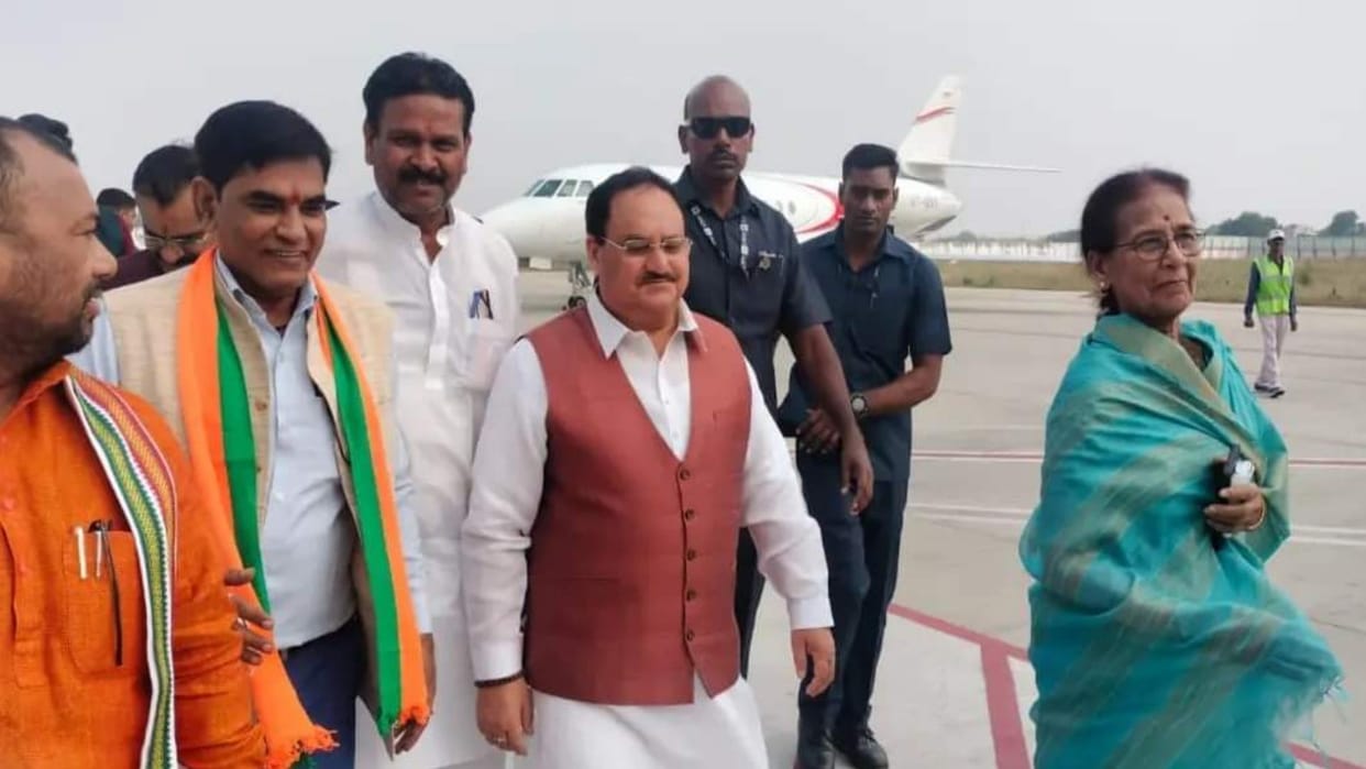 BJP President JP Nadda reaches Prayagraj, leaves for Madhya Pradesh after meeting leaders