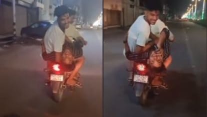 Bike riders do stunt to make reel on road in bareilly