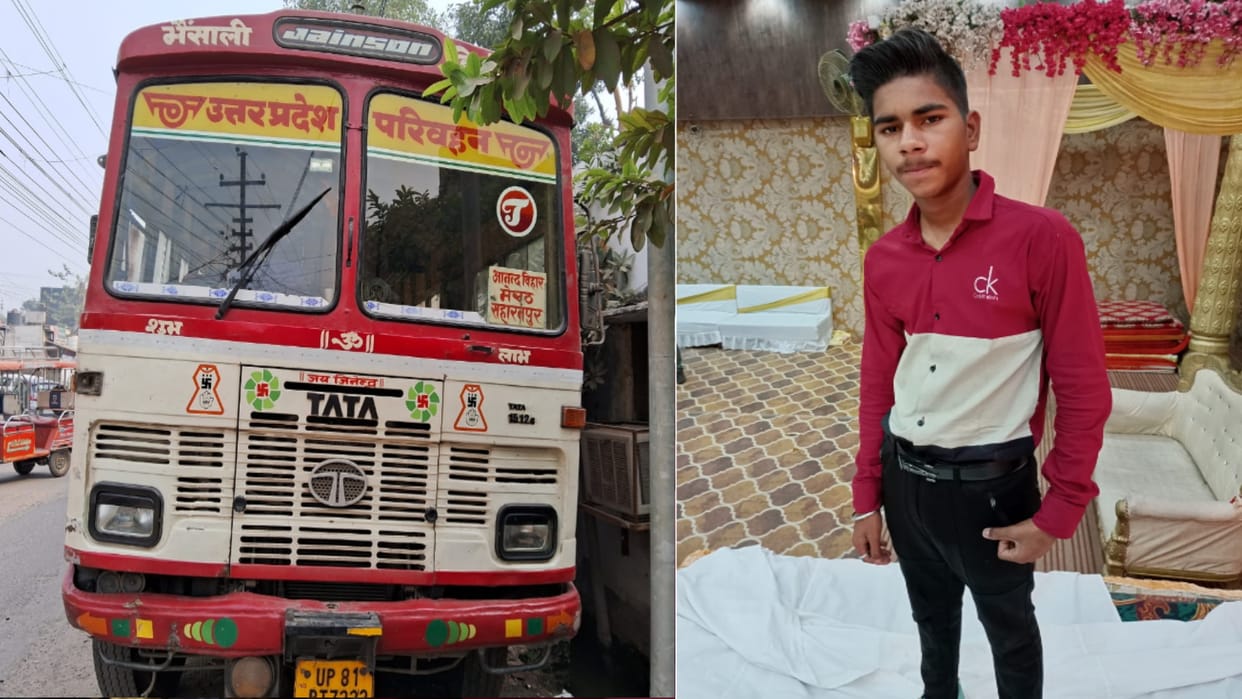 A bus crushed youth riding a scooter and he died on railway road in Meerut