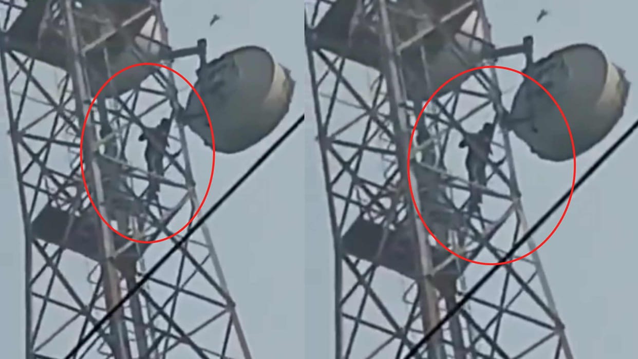 Frustrated with functioning of police young man climbed tower in Kushinagar