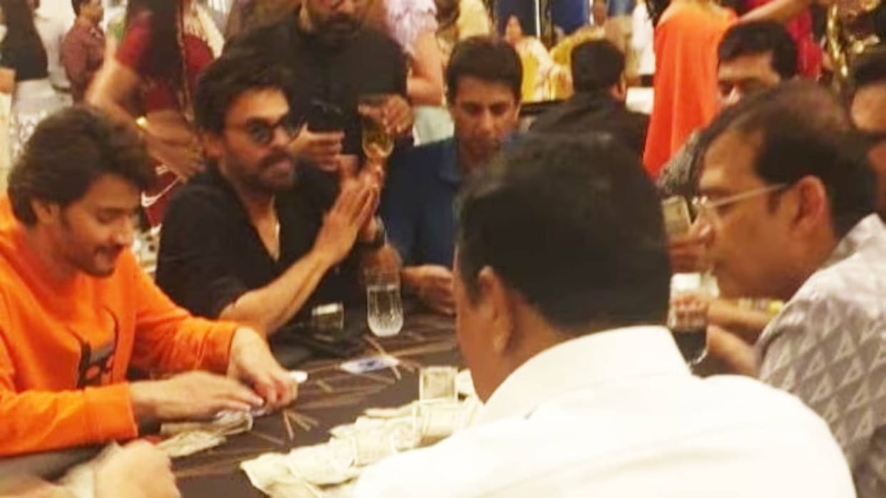 Mahesh Babu and Venkatesh Daggubati seen playing poker cards at a function photos goes viral on internet