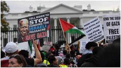 Palestinian supporters demonstrated against Israel outside the US White House