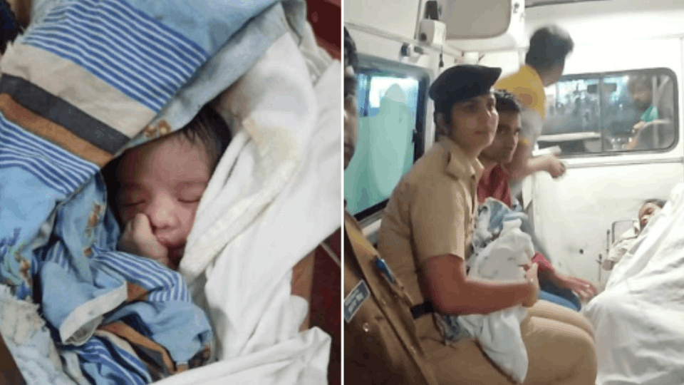 Screaming sound in moving train, gave birth to a son