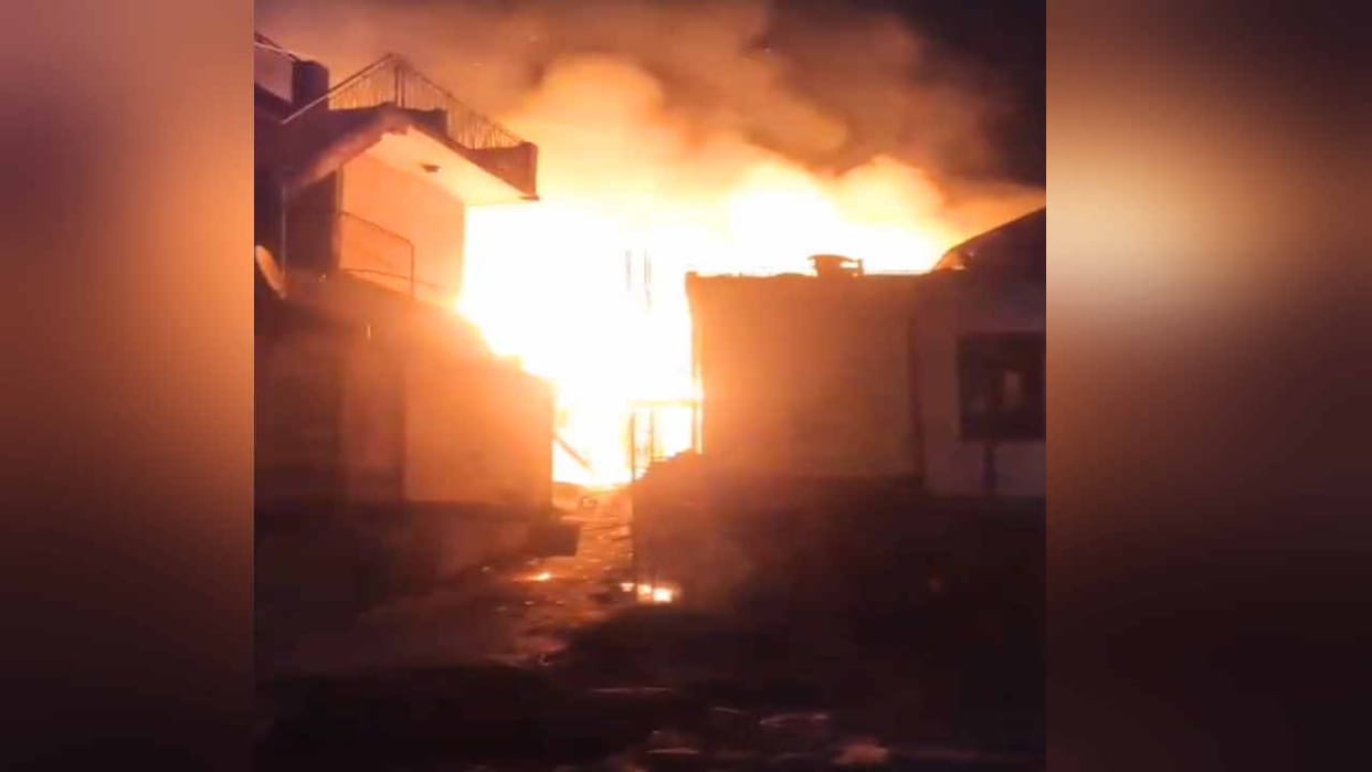 Haryana: Fire breaks out at a napkin manufacturing company in Rewari.