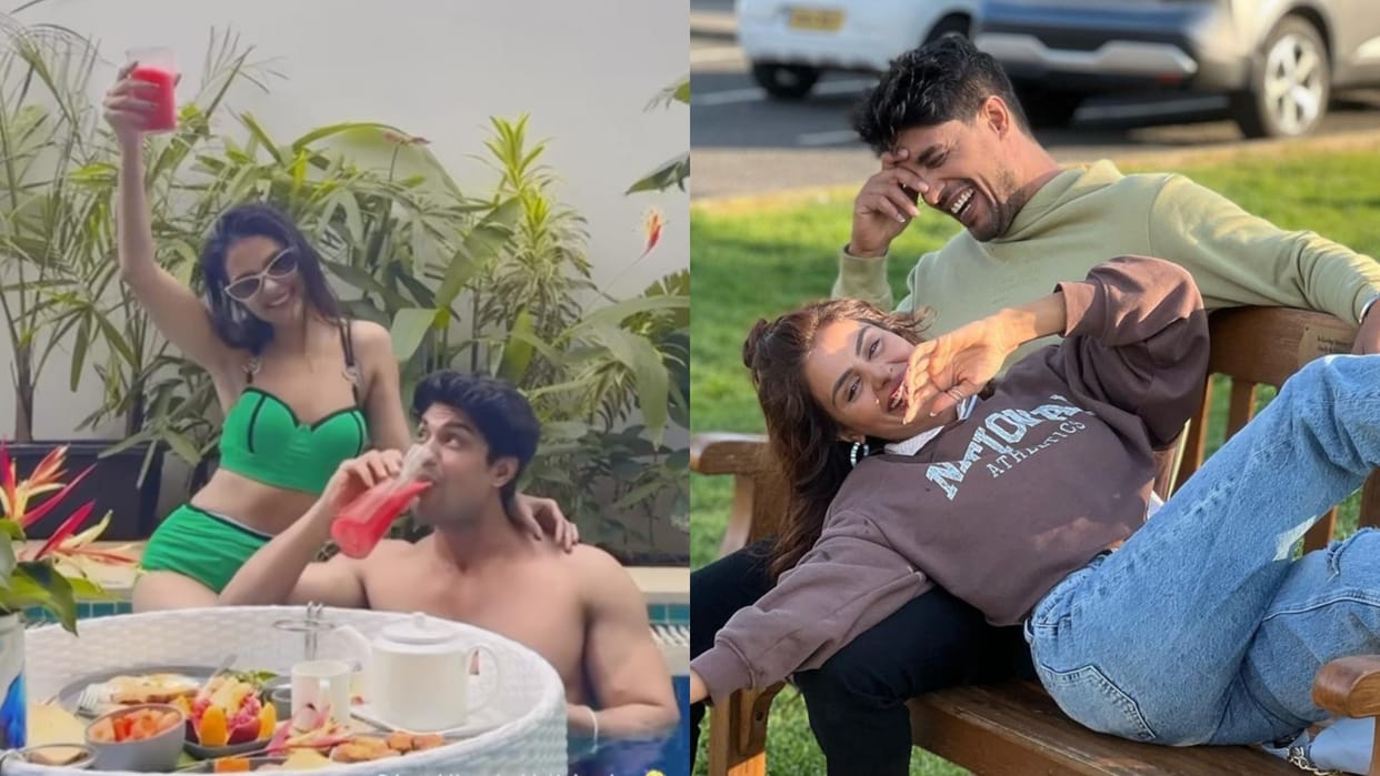bigg boss 16 fame ankit gupta birthday celebration pool party pictures shared by priyanka chahar choudhary