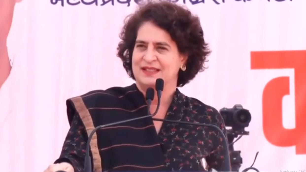MP Election Priyanka Gandhi addressed the public meeting in Dhar